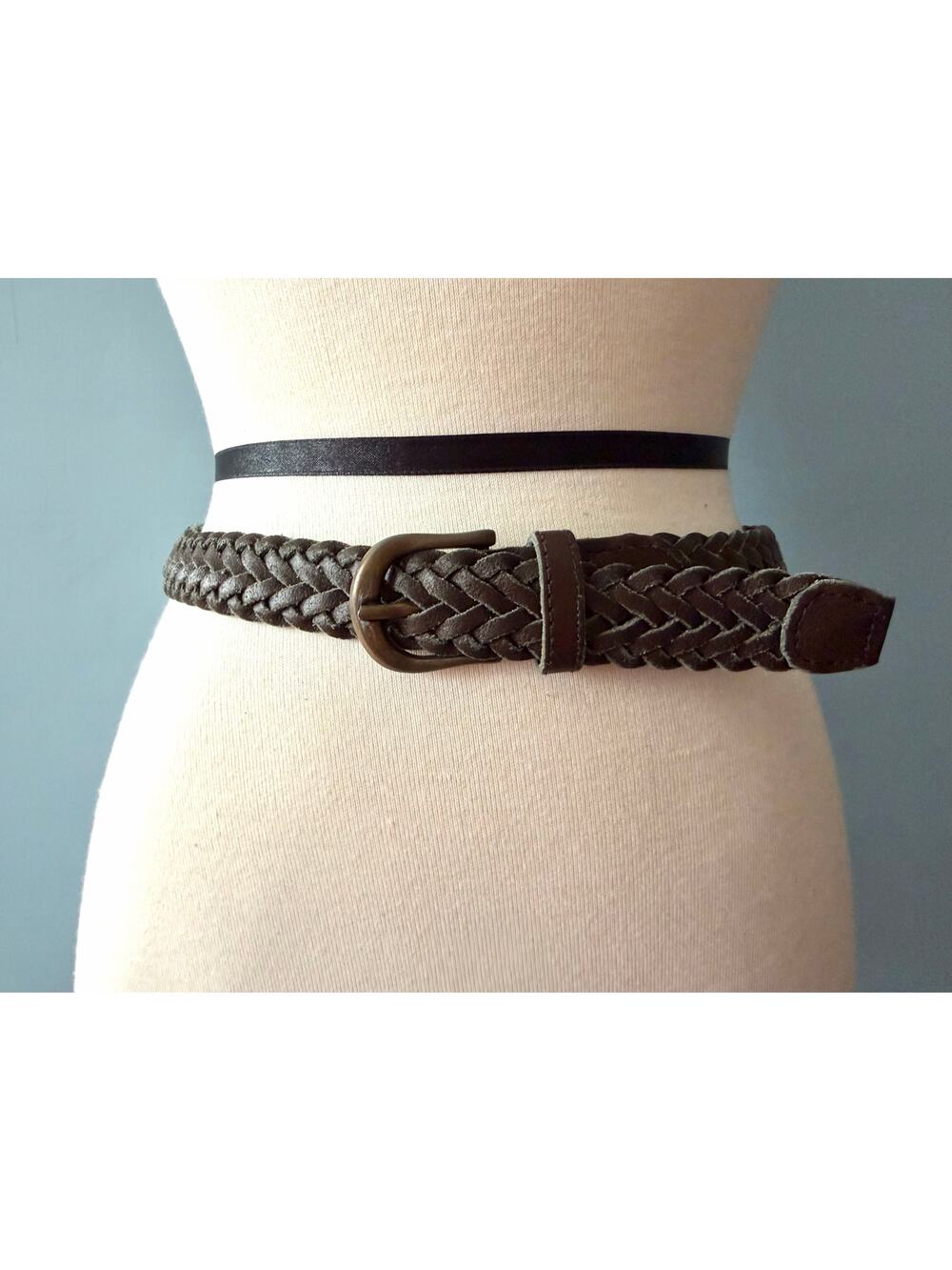 Brown Braided Leather Waist Belt Womens sz M (fits like an XS)